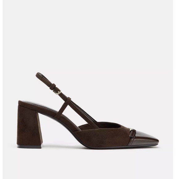 Zara Dark Brown Slingback Heels - Picture 2 of 3
